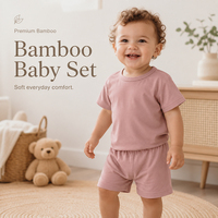 Ensemble de vêtements de détente pour bébés et enfants, été, jersey de bambou, haut à col rond et short à taille élastique, tenue en deux pièces