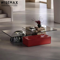 WISEMAX FURNITURE Italie, mobilier de salon minimaliste, ensemble de table basse en verre, table centrale carrée créative pour la maison, la villa
