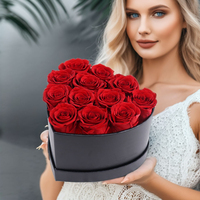 Boîte cadeau personnalisable avec logo, formes et tailles variées, fleurs éternelles en forme de cœur pour la fête des mères et la Saint-Valentin