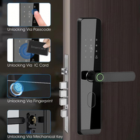 Cerradura Inteligente Digital Tuya UIELOCK D1-3 con Desbloqueo Remoto, Semiautomática, Negra, Almacenamiento en la Nube WiFi para Puertas de Aluminio y Vidrio