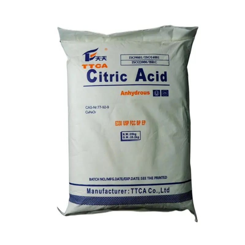 Acide citrique de qualité alimentaire, 25kg, hydrure ou monohydrate pour l'industrie alimentaire et des boissons