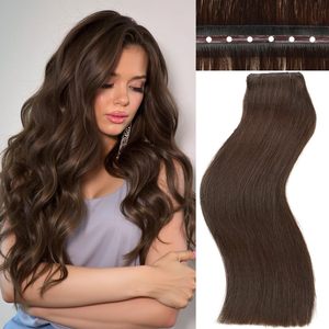 Wholesale Human Hair <strong>Weft</strong> Extensions Human Hair <strong>Invisible</strong> Genius <strong>Weft</strong> Hole Double <strong>Weft</strong> #2 Darkest Brown 16Inches 50g Mrshair - Product Image 1