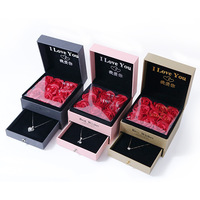 Boîte à bijoux personnalisée avec neuf roses artificielles, tiroir pour bague, coffret cadeau pour la Saint-Valentin, boîte à bijoux de qualité supérieure, fleurs décoratives