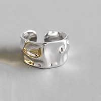 S925 argent pur Concave convexe ridé anneau réglable 18k bague en or accessoires de mode cadeaux universels pour hommes et femmes