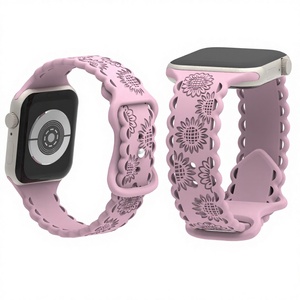 Correa para Reloj para <span class=keywords><strong>iPhone</strong></span> 8, Correa de Silicona con Cierre a Presión y Diseño de Girasol Grabado con Láser - Product Image 1