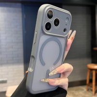 Coque Magnétique Tendance Couleurs Chaudes pour iPhone 18 17 16 Pro Max, Plaque Arrière Mate Translucide Givrée, Housse de Protection Antichoc