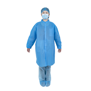 معطف مختبر واقي عالي الجودة من توبميد، زي عمل يمكن التخلص منه مع مشبك فيلكرو - Product Image 1