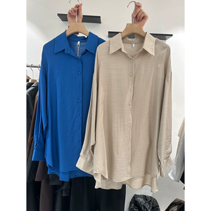 Camicetta da <span class=keywords><strong>donna</strong></span> <span class=keywords><strong>oversize</strong></span> in tessuto di <span class=keywords><strong>lino</strong></span> camicie di colore semplice con Logo personalizzato - Product Image 1