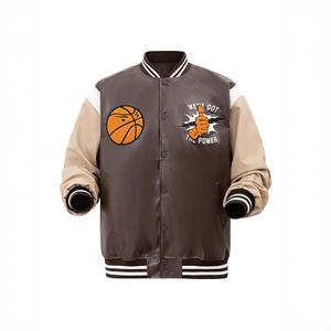 Veste de baseball unisexe personnalisée de haute qualité OEM, col en V, polyester/coton, design graffiti tendance, personnalisable sur le devant - Product Image 1