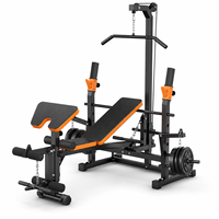 Support de musculation multifonctionnel pour haltères et barres, avec fonction de développé couché, barre de traction haute et rack à squats, pour usage domestique