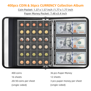 5200 ℉ Chống Cháy Đồng Xu Bộ Sưu Tập Album 400 Túi 36 Tiền Giấy Chất Kết Dính Tay Áo Đồng Xu Chủ Nhôm Lá Mỏng Lót Nộp Hồ Liệu - Product Image 3