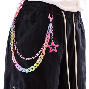Chaîne de taille en acrylique couleur bonbon, double couche, pendentif étoile, chaîne de corps tendance hip-hop, usage quotidien - Product Image 1