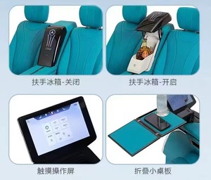 Chaise pliante en cuir de luxe à deux places avec réfrigérateur et table pliante imperméable pour Mercedes Vito V-Class Toyota Hiace Alphard - Product Image 5
