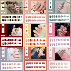 24 faux ongles en forme de cercueil, design dragon noir, <span class=keywords><strong>ballerine</strong></span> portable avec colle, pointes d'ongles complètes, ongles à presser - Product Image 6