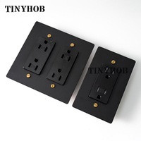 Siyah pirinç paneli plaka ev otel lüks geçiş amerikan standart 110V çekme anahtarı LED Dimmer GFCI 15V USB soket CS-0260