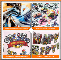Fournitures pour fête d'anniversaire sur le thème des motos tout-terrain : bannière de fond, guirlandes, décorations de gâteaux, ballons imprimés, autocollants, centres de table