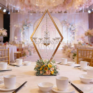 Candelabros Altos de Metal Dorado y Plateado con Diamantes, Portavelas Acrílicos, Decoración para Bodas, Centros de Mesa, Soportes para <span class=keywords><strong>Flores</strong></span>, Jarrones - Product Image 4