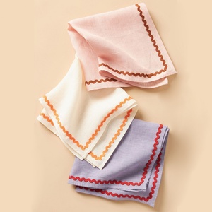 Custom Scalloped Trim <b>Linen</b> Wedding Napkin for Hotel Pure <b>Linen</b> Placemat Organic Embroidered Edge <b>Linen</b> Cotton <b>Cloth</b> Napkins - Product Image 1