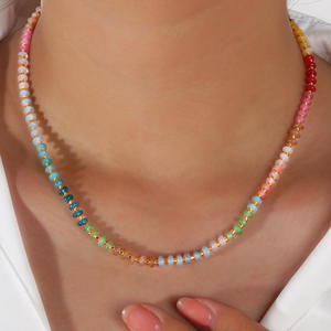 Collier inspiré du quartz naturel arc-en-ciel à <span class=keywords><strong>la</strong></span> mode, perles d'abaque faites à <span class=keywords><strong>la</strong></span> main, bijoux délicats à superposer, cadeau d'anniversaire pour elle - Product Image 1