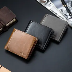 2022 New Men's Tri-Fold Short Wallet Retro Multifunctional PU Leather Wallet