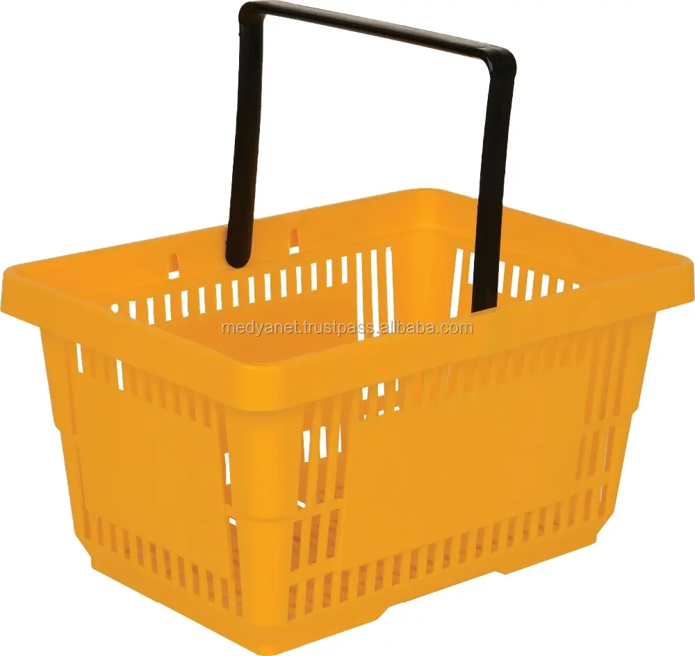 High Quality Cheap PP Plastic Supermarket Shopping Hand Basket Grocery Cart with Double Handle
