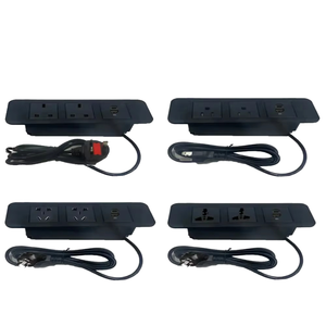 Thực hiện để đặt hàng lõm 2 3 Anh 2 USB cạnh giường Bảng hàng văn phòng máy tính để bàn ABS Slim mở rộng cird trên bàn Đen Ổ cắm điện - Product Image 3