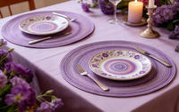 Sets de table en polyester écologique tissé, couleurs personnalisées, spirale, 38 cm (15 pouces), épaisseur 2 mm, lot de 4, style américain, pour restaurant haut de gamme.