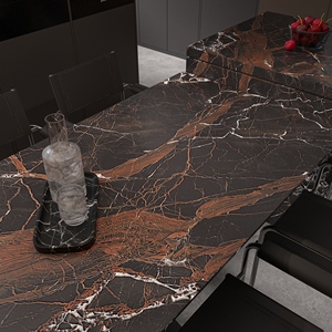 Lastra <span class=keywords><strong>in</strong></span> <span class=keywords><strong>Pietra</strong></span> Sinterizzata Effetto Marmo Nero Opaco per Top Cucina, Tavolo da Pranzo, Rivestimento Pareti - Campioni di <span class=keywords><strong>Pietra</strong></span> Sinterizzata - Product Image 5