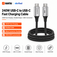 Câble USB C de charge rapide PD 240W, transfert de données haute vitesse 20 Gbps, câble tressé en nylon Type C vers Type C