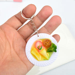 พวงกุญแจจานเรซิ่นขนาด 5.5 ซม. รูปอาหารจีน หมูตุ๋น ของเล่นอาหารพีวีซี ของเล่นอาหารเหมือนจริง - Product Image 2