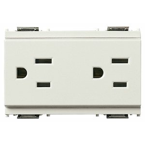 เต้ารับไฟฟ้าสีขาวแบบ 2P+T 15A มาตรฐาน USA+SASO จำนวน 2 ช่อง - Product Image 1