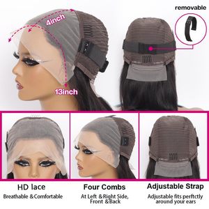 Parrucca <span class=keywords><strong>Bob</strong></span> Corta da <span class=keywords><strong>Donna</strong></span> 12A Liscia Naturale Completamente Tessuta a Mano, Permanente e Tinta, con Frontale in Pizzo 13*4 - Product Image 4