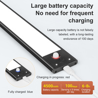 Éclairage Intérieur Ultra-Mince 3 Couleurs Dimmable 5V USB Rechargeable pour Cuisine Armoire Placard Penderie Lumière LED avec Capteur de Mouvement