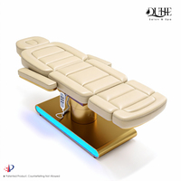 Lit de beauté de salon de luxe à 4 moteurs, lit électrique pour le visage, base dorée, chaise pour les cils, table de massage inclinable et lit pour les cils