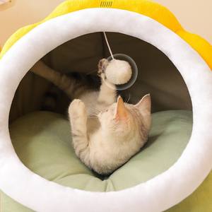 Chenil pour animaux de compagnie quatre saisons tissu à motif solide semi-fermé chaud en hiver avec boîtes d'emballage pour chats chiens choix populaire - Product Image 4