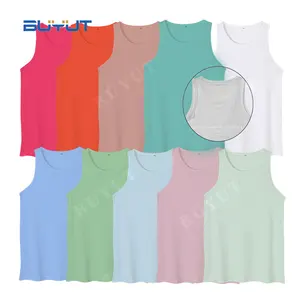 Custom Unisex Muscle Tank Tops Polyester Cotton Feel Singlet Pastel Tank Top Shirts For Sublimation Printed