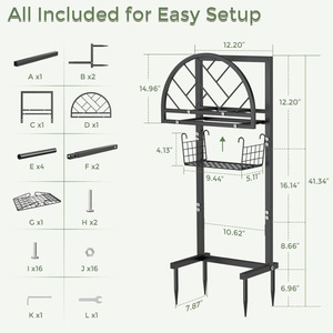 Soporte para manguera de jardín, estante de almacenamiento de manguera independiente para exteriores con cesta de almacenamiento, con capacidad para 165 pies de manguera. - Product Image 2
