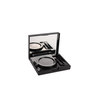 Vide fard à paupières Palette Rectangle noir cosmétique fard à joues boîte d'emballage en plastique pressé Compact poudre étui avec brosse miroir