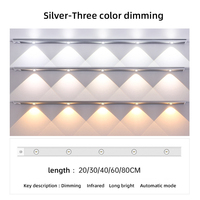 Lampe d'armoire à LED rechargeable à capteur de mouvement à intensité variable ultra-mince à 3 couleurs pour armoire-vestiaire dédié au cabinet