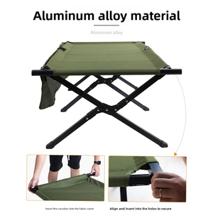 Lit de camp pliable ultraléger E-RIKE en aluminium, robuste, pour le camping tactique en plein air, avec poche latérale E-RIKE Ultralight - Product Image 5