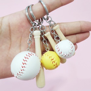 Hot Sale Customizable Wooden Handicrafts Baseball DIY Keychain Creative Souvenir