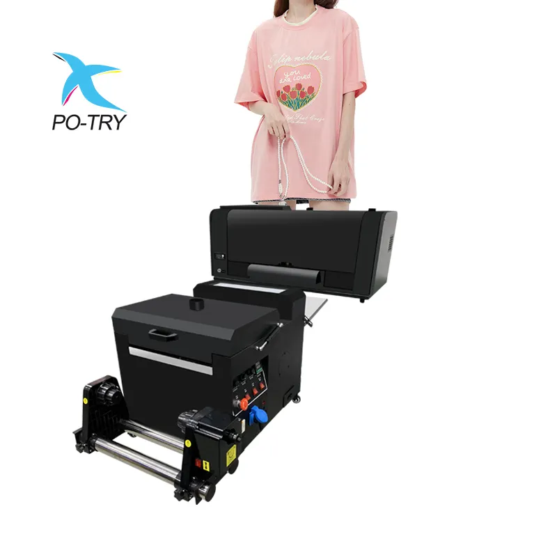 POTRY 30 см XP600 DTF печать Impresoras оптом рулон в рулон A3 DTF Принтер этикеток с шейкером Порошковая машина