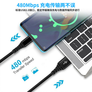 Câble USB C tressé en nylon 65W 100W 3A pour Xiaomi Samsung Oppo, câble de charge rapide USB C, câble de données de type C - Product Image 2