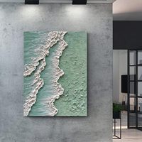 Peinture à l'huile moderne peinte à la main, verte, à texture épaisse, écologique, décoration murale pour la maison, sur toile, paysage marin