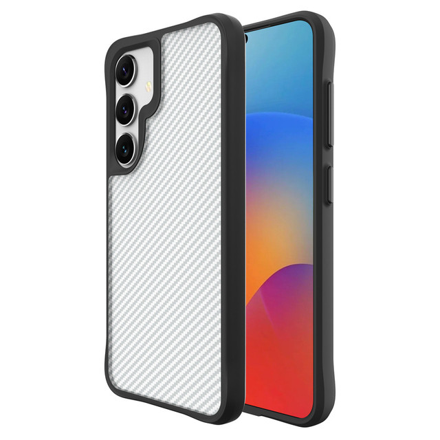 Anti-Scratch Matte TPU PC Phone Back Cover for Samsung S25 Plus S25fe S24 Plus S23 Ultra Carbon Fiber Pattern Mobile Phone Case