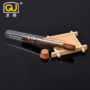 QJ Cigar Tube Glass Round 20x150mm Portable Sealing With Cork For Storage - Product Image 1