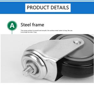 Roues de roulette PU noires de 4/5 pouces pour roue de chariot de supermarché roue épaisse - Product Image 5