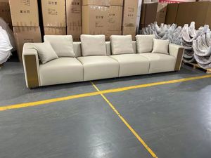 Leather Corner <strong>Sofa</strong> Luxury Italian Sectional Couch <strong>Sofa</strong> Golden <strong>Stainless</strong> <strong>Steel</strong> Armrest Couch Modern Living Room <strong>Sofas</strong> - Product Image 4