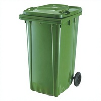 Poubelle roulante de 240 L avec couvercle rabattable, bac à déchets mobile, conteneur à ordures pour l'extérieur, l'école, l'hôpital