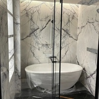 Grande dalle de marbre calcite lilas polie, panneau rétroéclairé, revêtement mural moderne, imperméable, décoration intérieure de luxe pour salle de bain et hôtel